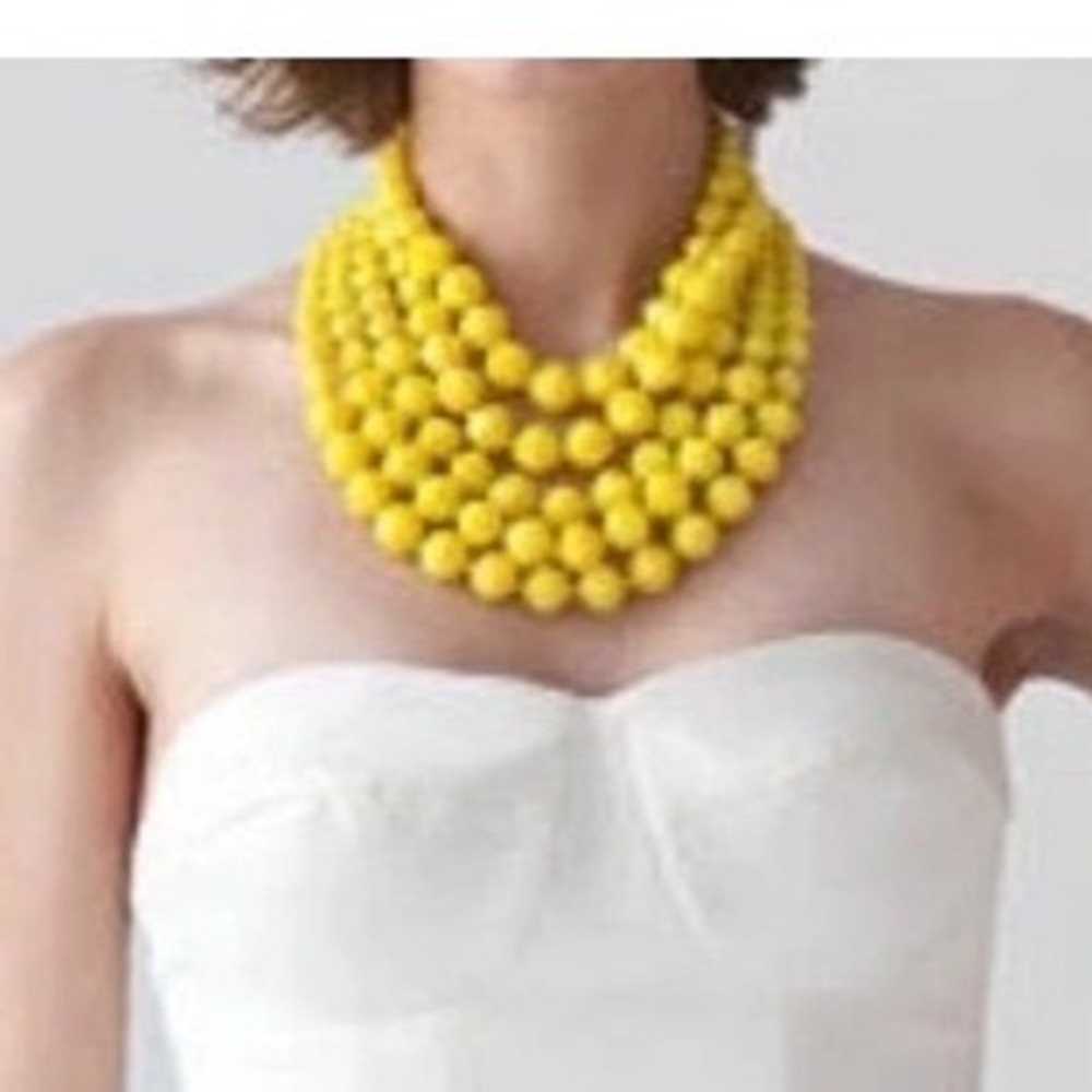 Kate Spade Cut to the Chase Yellow Bead Multi-Strand Statement Bib Necklace